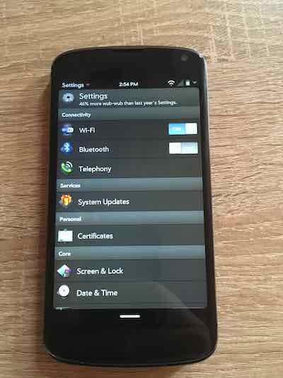 Settings LuneOS on LG Nexus 4